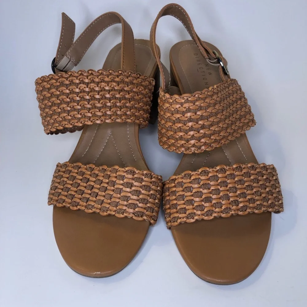 A New Direction Open Toe Strappy Stacked Block Heel Sandal Size 7.5 - Picture 2 of 10
